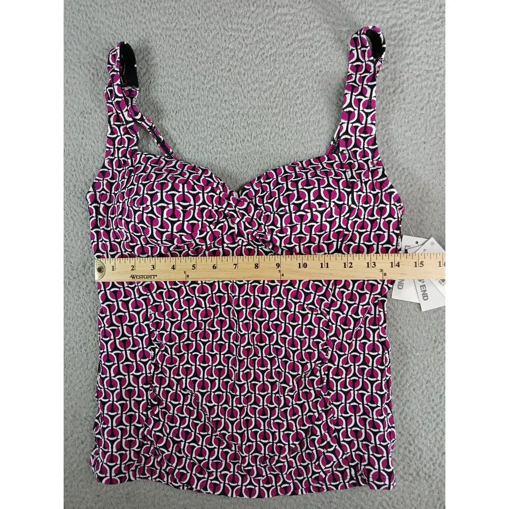 Lands End Swim Top Womens XL Size 14 Pink Floral Geometric Pattern Tankini NWT